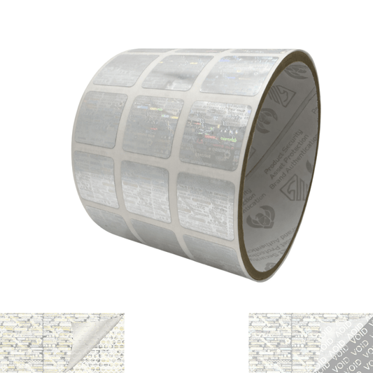 250 Clear Tamper Evident Holographic Security Label Seal Sticker, Square 0.75" (19mm).