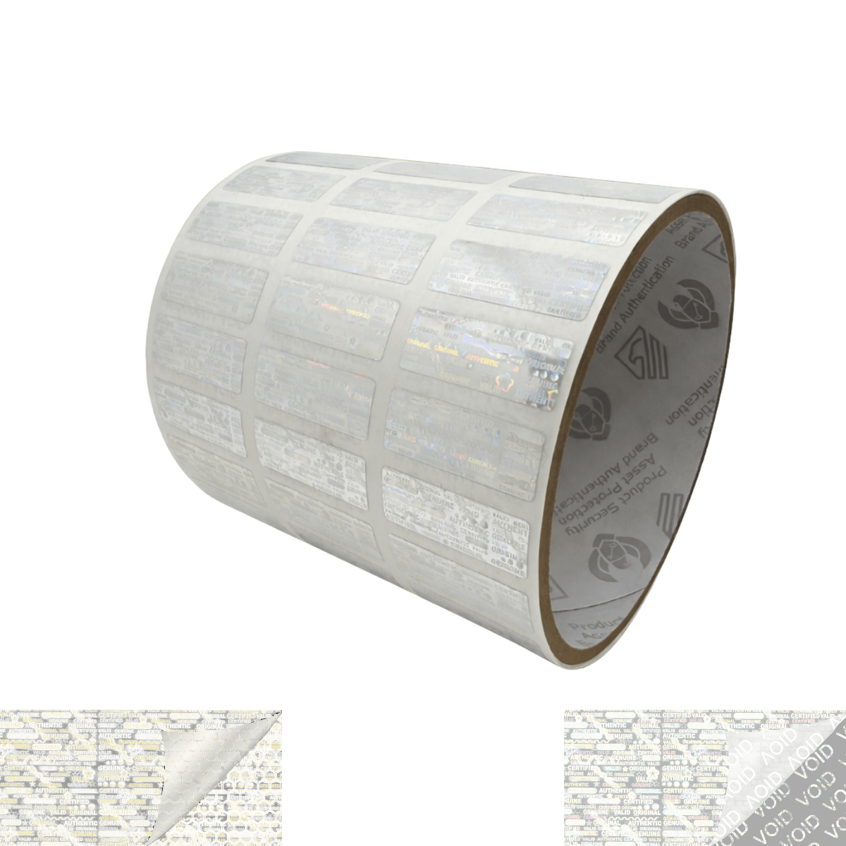 250 Clear Tamper Evident Holographic Security Label Seal Sticker, Rectangle 1" x 0.375" (25mm x 9mm).
