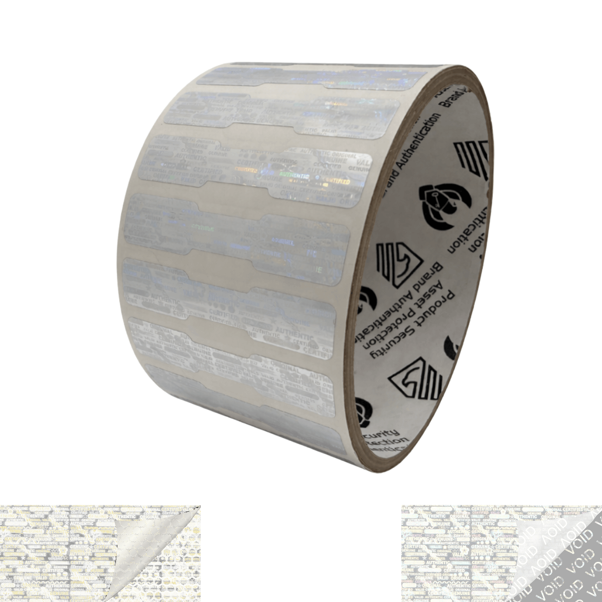 250 Clear Tamper Evident Holographic Security Label Seal Sticker, Dogbone 1.75" x 0.375" (44mm x 9mm)
