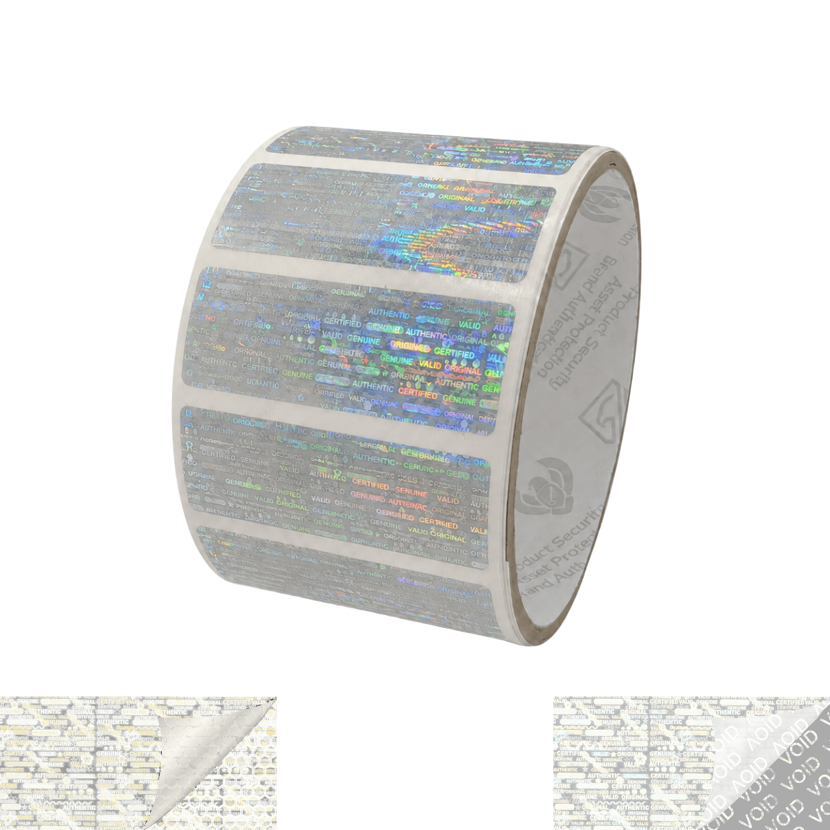 1,000 Clear Tamper Evident Holographic Security Label Seal Sticker, Rectangle 2" x 0.75" (51mm x 19mm)