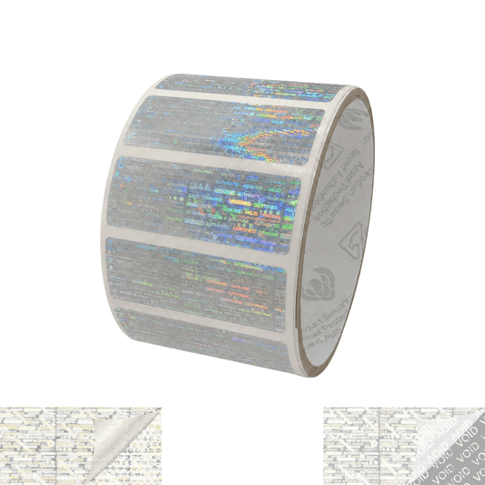250 Clear Tamper Evident Holographic Security Label Seal Sticker, Rectangle 2" x 0.75" (51mm x 19mm)