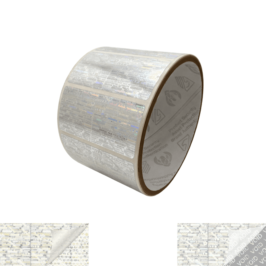 250 Clear Tamper Evident Holographic Security Label Seal Sticker, Rectangle 2" x 1" (51mm x 25mm)