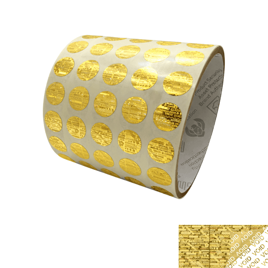 250 Gold Tamper Evident Holographic Security Round Label Seal Sticker, Round/ Circle 0.5" diameter (13mm).