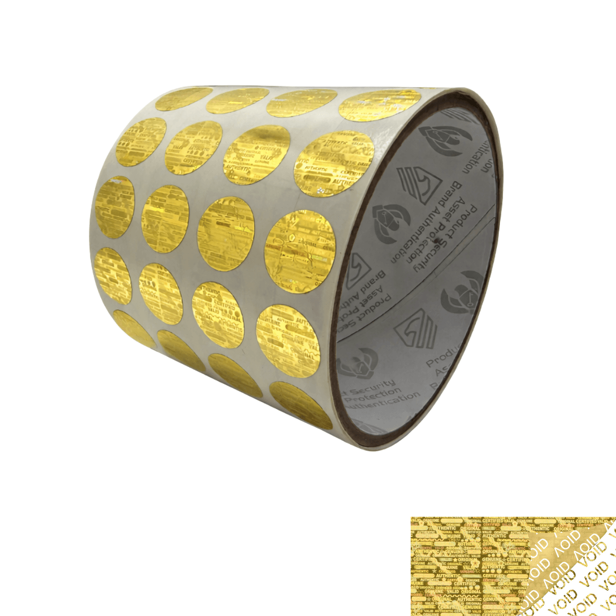 250 Gold Tamper Evident Holographic Security Round Label Seal Sticker, Round/ Circle 0.625" diameter (16mm).