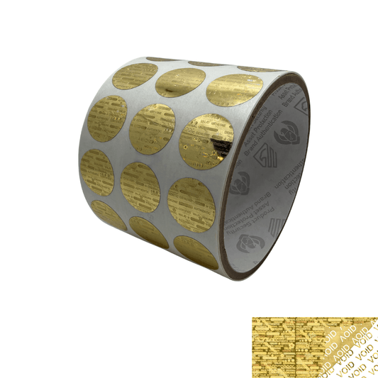 250 Gold Tamper Evident Holographic Security Round Label Seal Sticker, Round/ Circle 0.75" diameter (19mm).