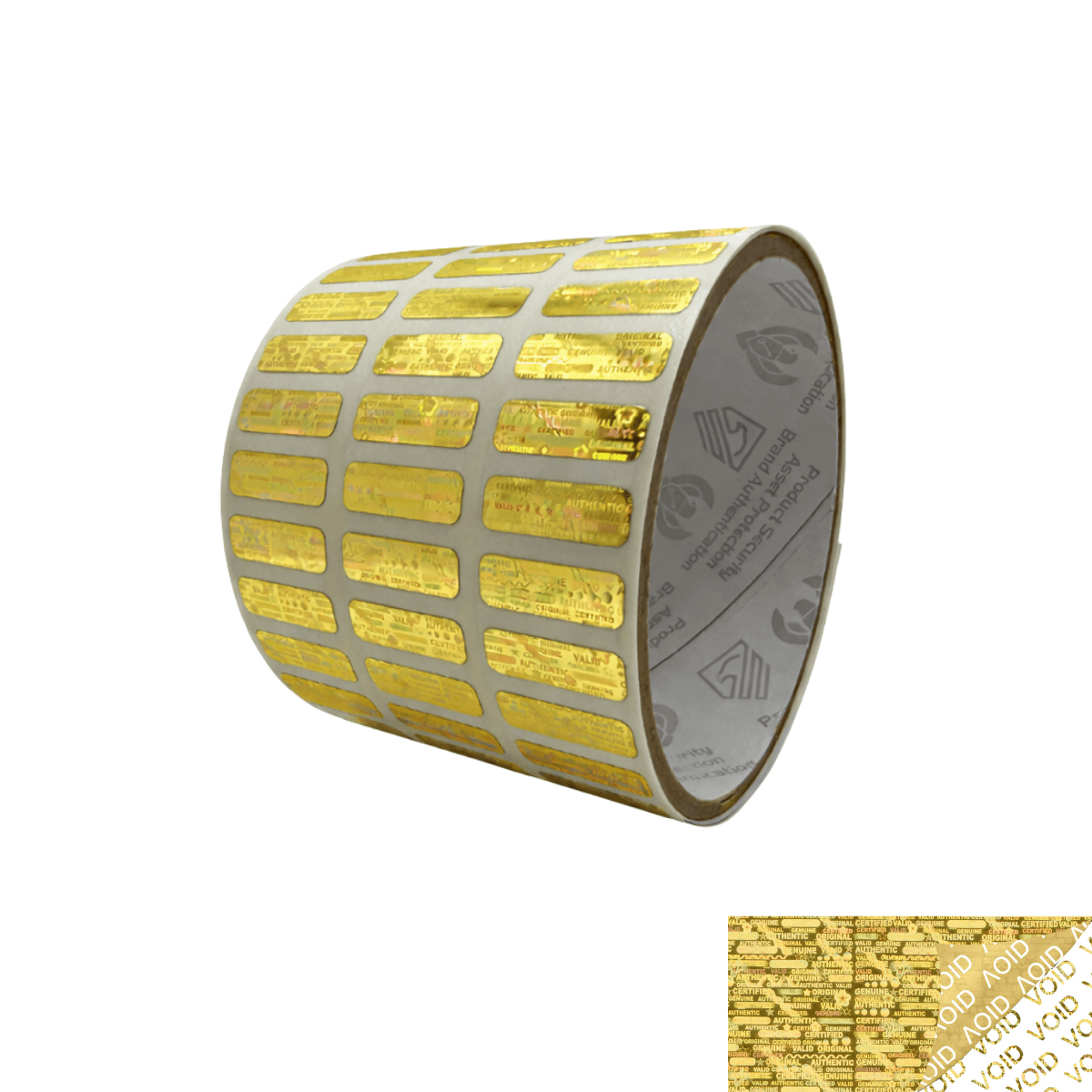 250 Gold Tamper Evident Holographic Security Label Seal Sticker, Rectangle 0.75" x 0.25" (19mm x 6mm).