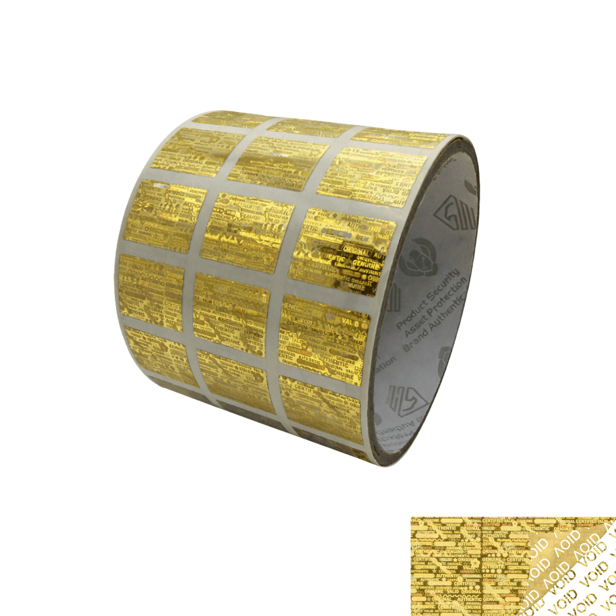 10,000 Gold Tamper Evident Holographic Security Label Seal Sticker, Rectangle .75" x 0.6" (19mm x 15mm).