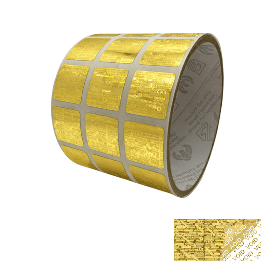 250 Gold Tamper Evident Holographic Security Label Seal Sticker, Square 0.75" (19mm).