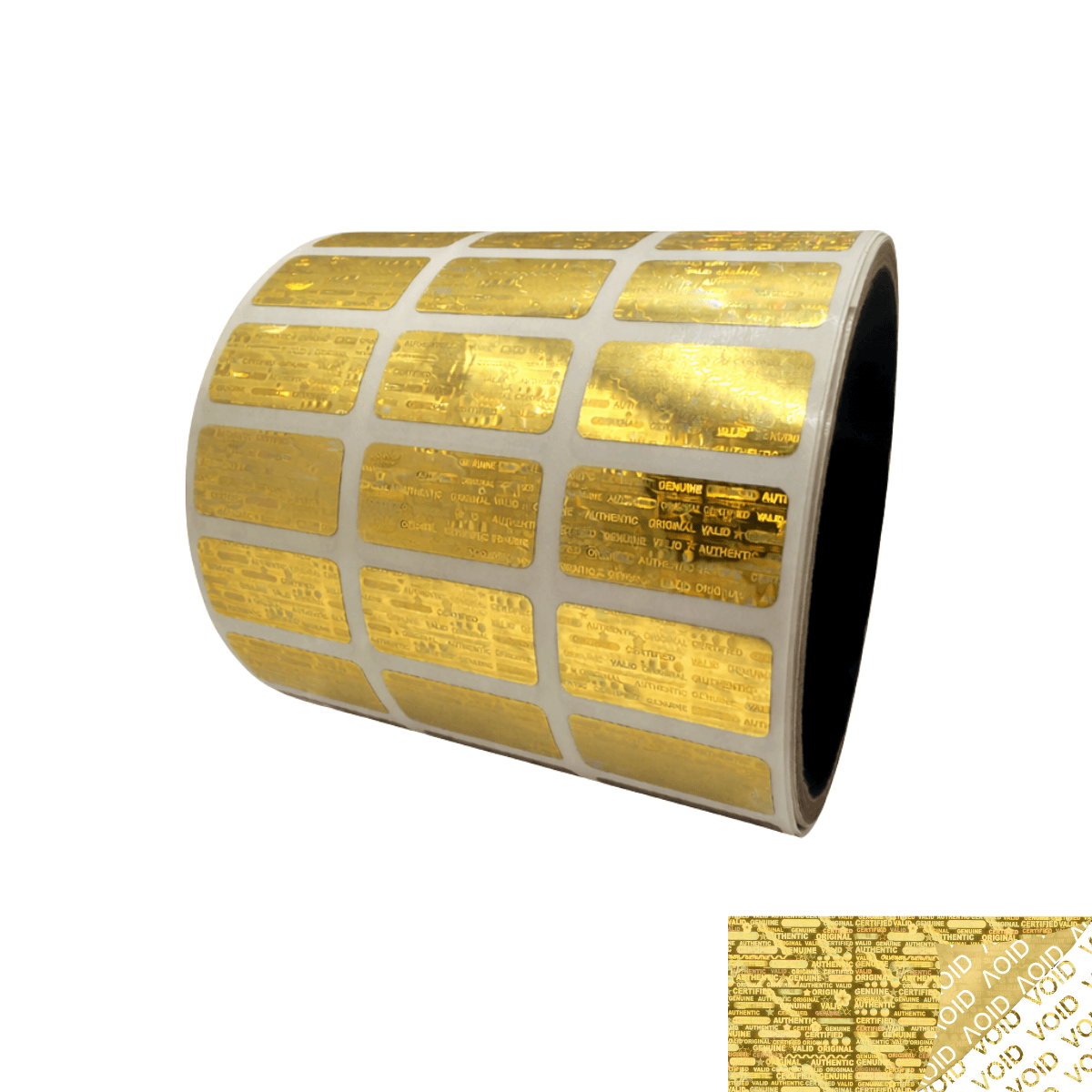 250 Gold Tamper Evident Holographic Security Label Seal Sticker, Rectangle 1" x 0.5" (25mm x 13mm).