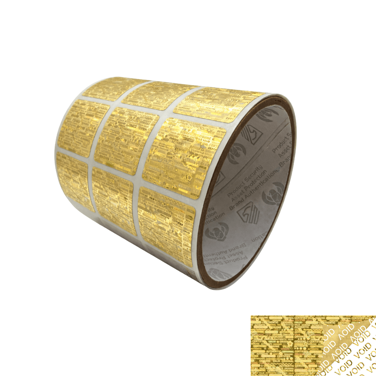 250 Gold Tamper Evident Holographic Security Label Seal Sticker, Square 1" x 1" (25mm x 25mm)