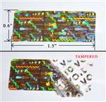 1,000 Gold Tamper Evident Holographic Security Label Seal Sticker, Rectangle 1.5" x 0.6" (38mm x 15mm).