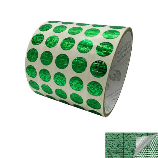 250 Green Tamper Evident Holographic Security Round Label Seal Sticker, Round/ Circle 0.5" diameter (13mm).