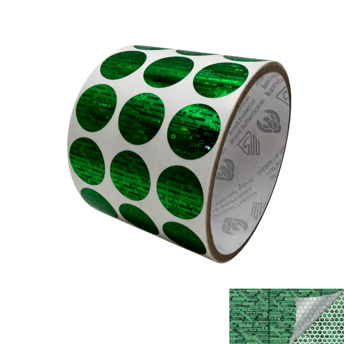 1,000 Green Tamper Evident Holographic Security Round Label Seal Sticker, Round/ Circle 0.75" diameter (19mm).