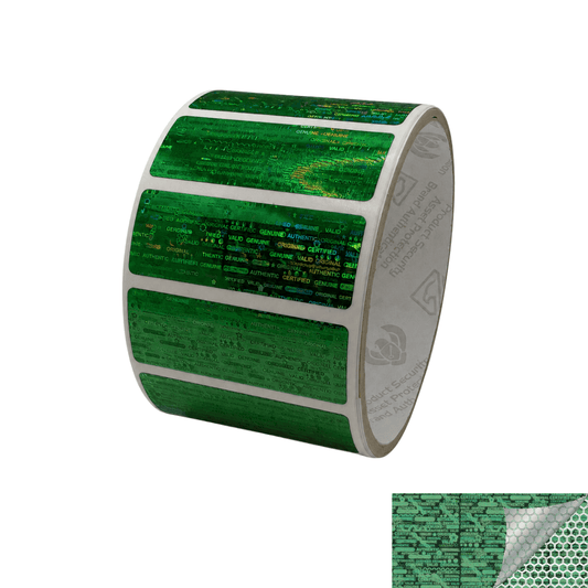 2,000 Green Tamper Evident Holographic Security Label Seal Sticker, Rectangle 2" x 0.75" (51mm x 19mm)