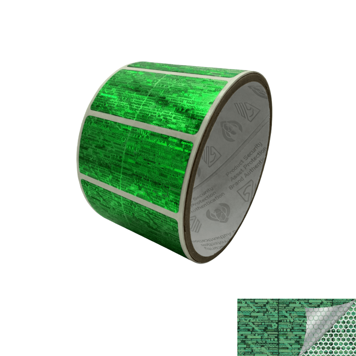 10,000 Green Tamper Evident Holographic Security Label Seal Sticker, Rectangle 2" x 1" (51mm x 25mm)