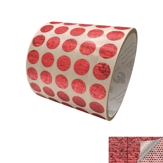 250 Red Tamper Evident Holographic Security Round Label Seal Sticker, Round/ Circle 0.5" diameter (13mm).