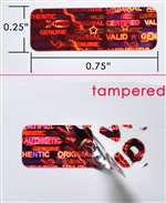 250 Red Tamper Evident Holographic Security Label Seal Sticker, Rectangle 0.75" x 0.25" (19mm x 6mm).