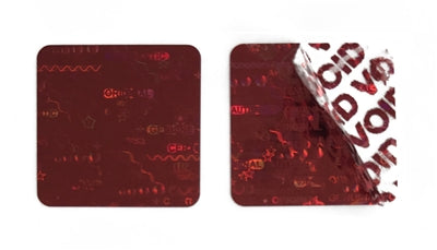 500 Red Tamper Evident Holographic Security Label Seal Sticker, Square 1" x 1" (25mm x 25mm)