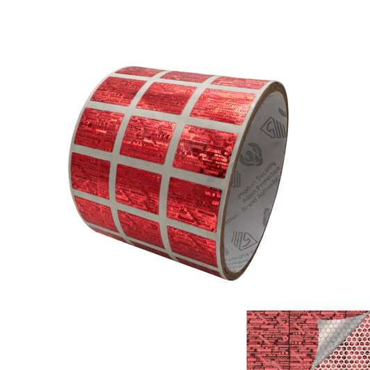 5,000 Red Tamper Evident Holographic Security Label Seal Sticker, Rectangle 0.75" x 0.6" (19mm x 15mm).