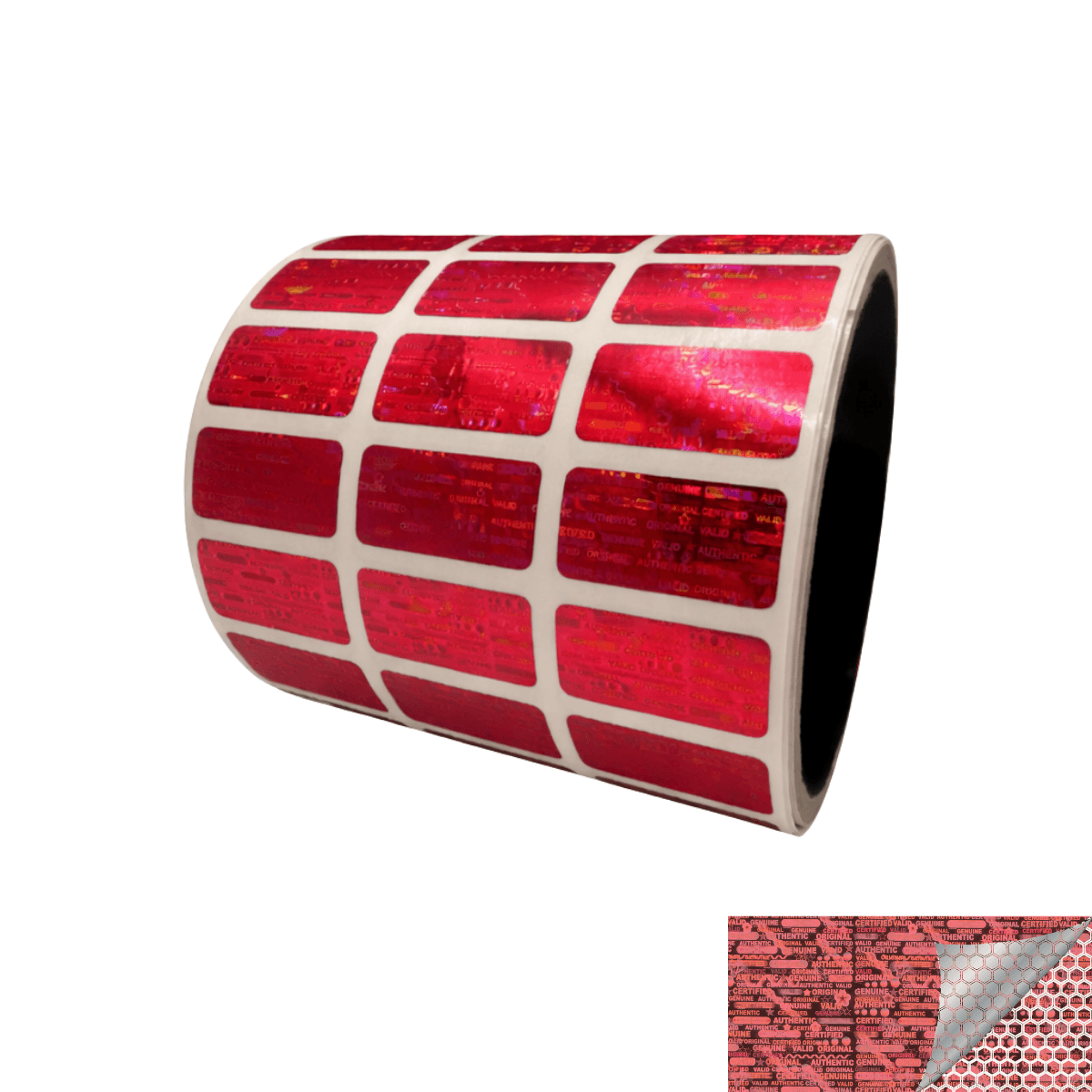 500 Red Tamper Evident Holographic Security Label Seal Sticker, Rectangle 1" x 0.5" (25mm x 13mm).