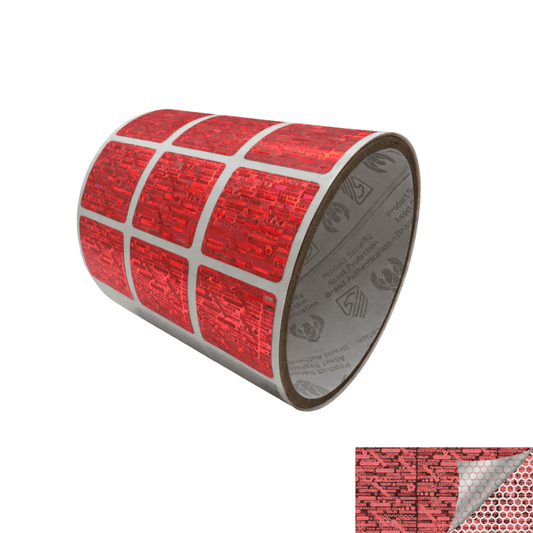 250 Red Tamper Evident Holographic Security Label Seal Sticker, Square 1" x 1" (25mm x 25mm)