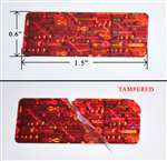 500 Red Tamper Evident Holographic Security Label Seal Sticker, Rectangle 1.5" x 0.6" (38mm x 15mm).