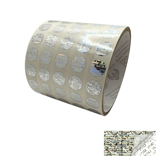 250 Silver Tamper Evident Holographic Security Round Label Seal Sticker, Round/ Circle 0.5" diameter (13mm).