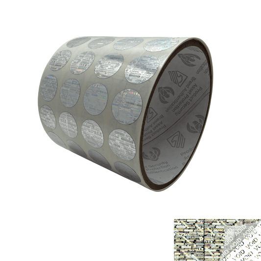 250 Silver Tamper Evident Holographic Security Round Label Seal Sticker, Round/ Circle 0.625" diameter (16mm).