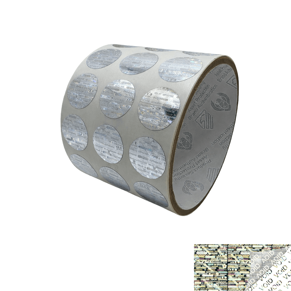 5,000 Silver Tamper Evident Holographic Security Round Label Seal Sticker, Round/ Circle 0.75" diameter (19mm).
