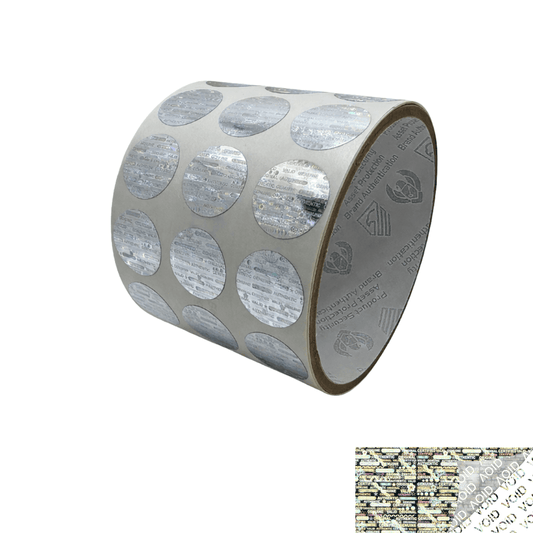250 Silver Tamper Evident Holographic Security Round Label Seal Sticker, Round/ Circle 0.75" diameter (19mm).