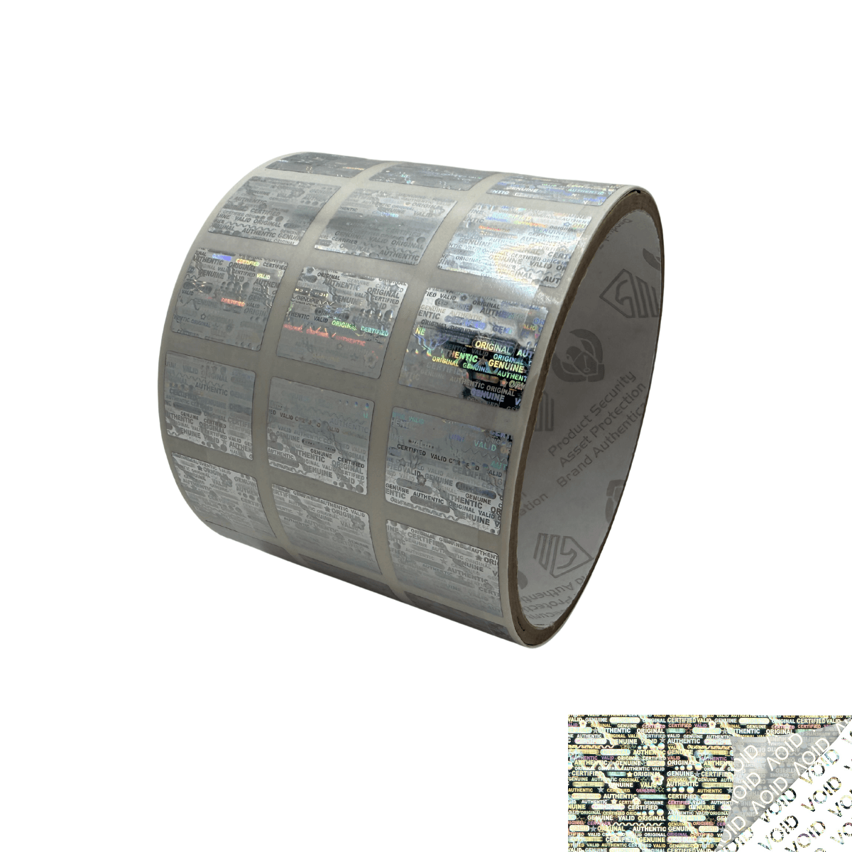 250 Silver Tamper Evident Holographic Security Label Seal Sticker, Rectangle 0.75" x 0.6" (19mm x 15mm).
