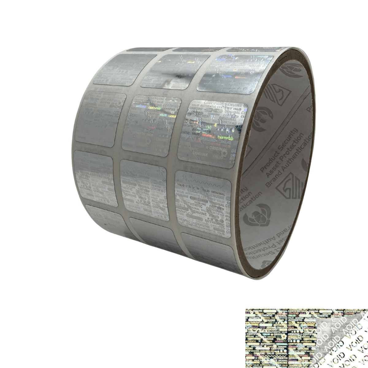 500 Silver Tamper Evident Holographic Security Label Seal Sticker, Square 0.75" (19mm).