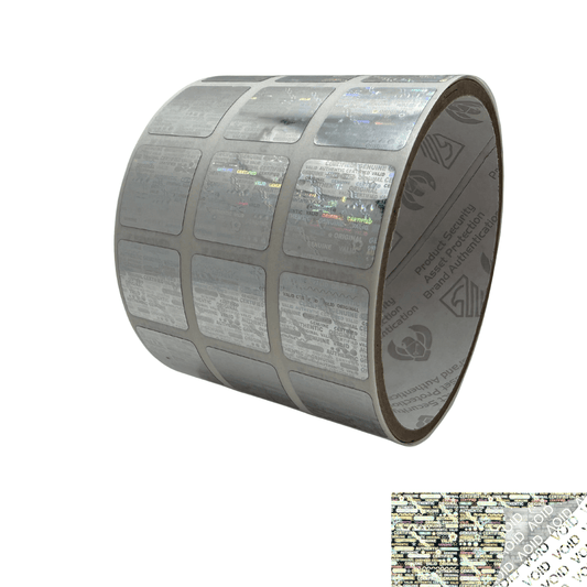 250 Silver Tamper Evident Holographic Security Label Seal Sticker, Square 0.75" (19mm).