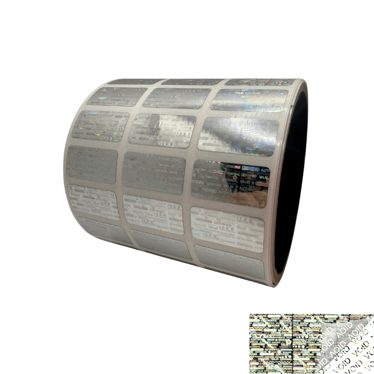 2,000 Silver Tamper Evident Holographic Security Label Seal Sticker, Rectangle 1" x 0.5" (25mm x 13mm).