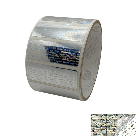 2,000 Silver Tamper Evident Holographic Security Label Seal Sticker, Rectangle 2" x 0.75" (51mm x 19mm)