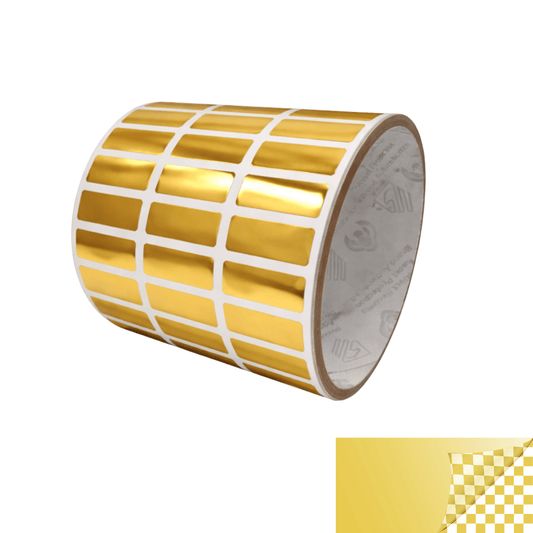 250 TamperVoidPro® Bright Gold Tamper-Evident Security Labels Seal Sticker, Rectangle 1" x 0.375" (25mm x 9mm).