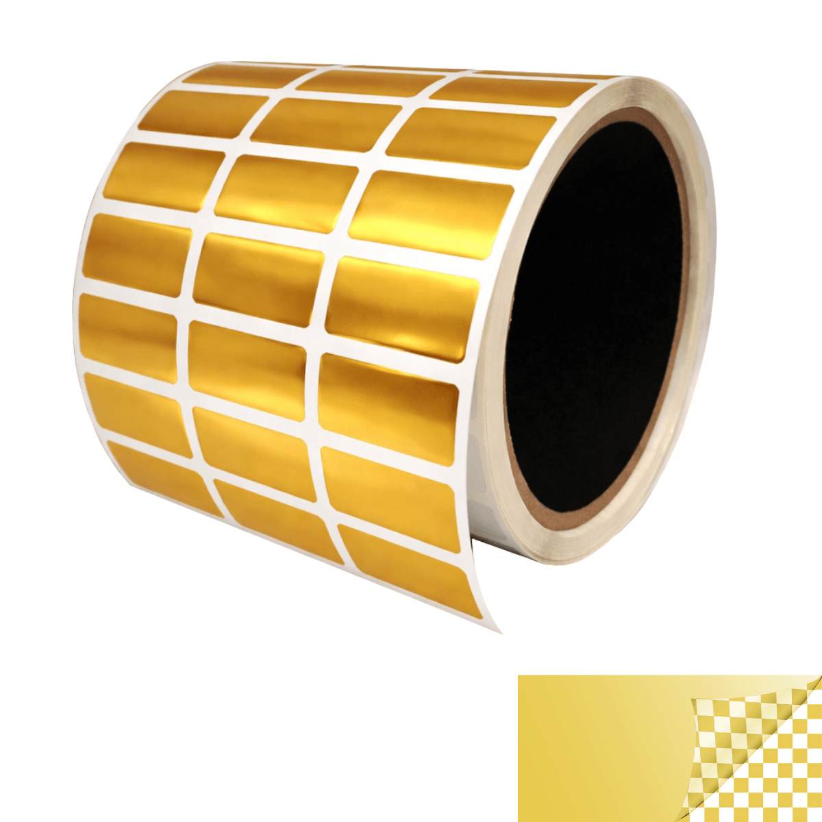 250 TamperVoidPro® Bright Gold Metallic Tamper-Evident Security Labels Seal Sticker, Rectangle 1" x 0.5" (25mm x 13mm).
