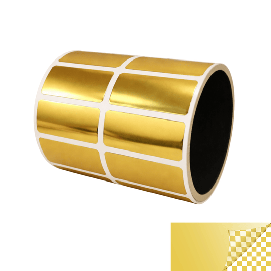 500 TamperVoidPro® Bright Gold Metallic Tamper-Evident Security Labels Seal Sticker, Rectangle 1.5" x 0.6" (38mm x 15mm).