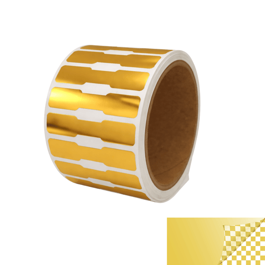 250 Gold TamperVoidPro¬Æ Bright Gold Metallic Tamper-Evident Security Labels Seal Sticker, Dogbone Shape Size 1.75" x 0.375 (44mm x 9mm).