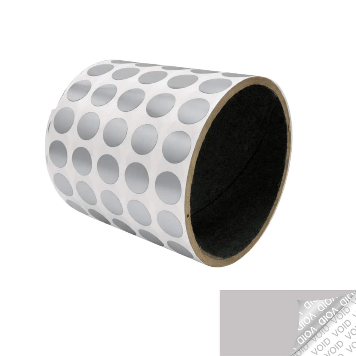 250 TamperVoidPro® Silver Matte Tamper-Evident Security Labels Seal Sticker, Round/ Circle 0.5" diameter (13mm).