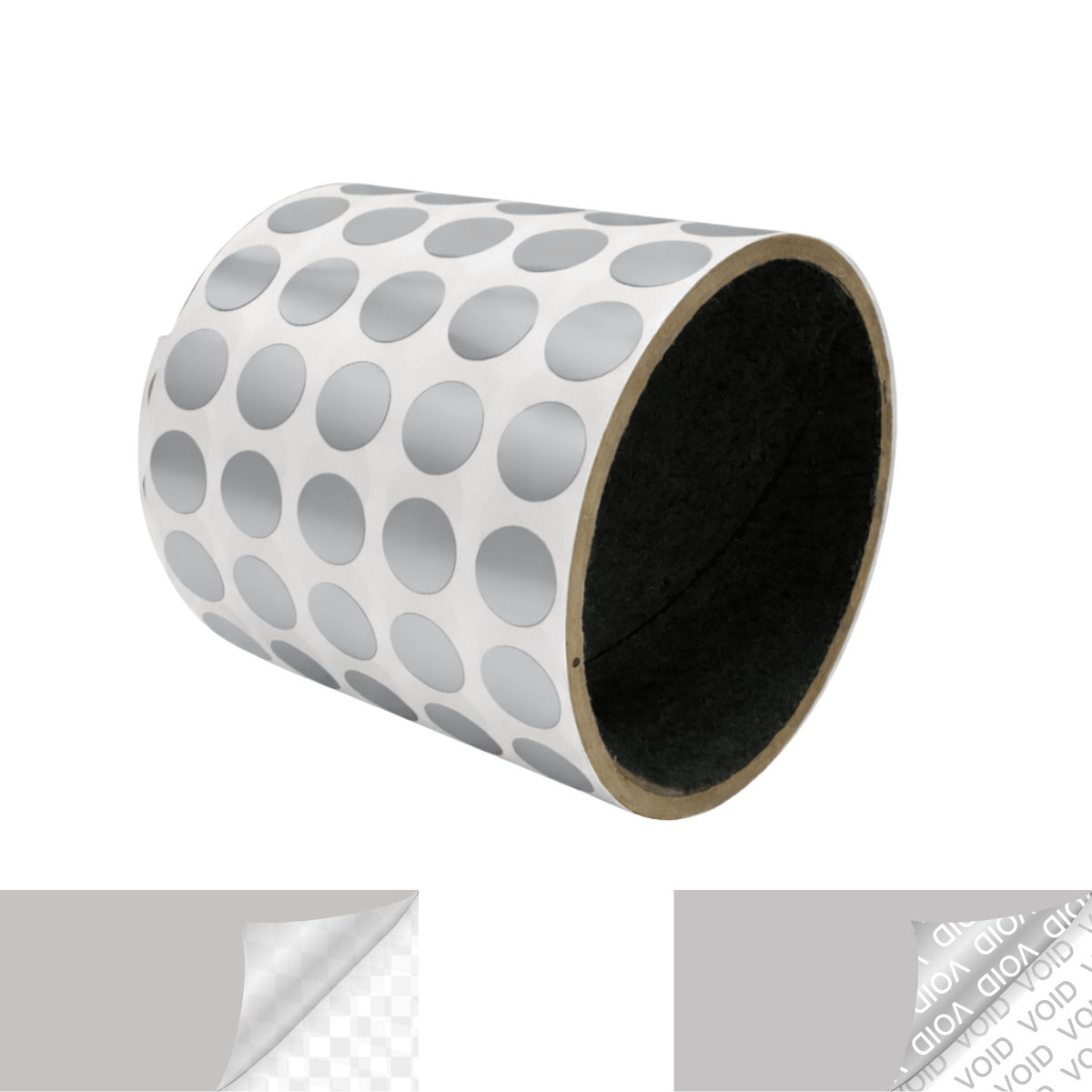 250 TamperVoidPro® Silver Matte Tamper-Evident Security Labels Seal Sticker, Round/ Circle 0.5" diameter (13mm).