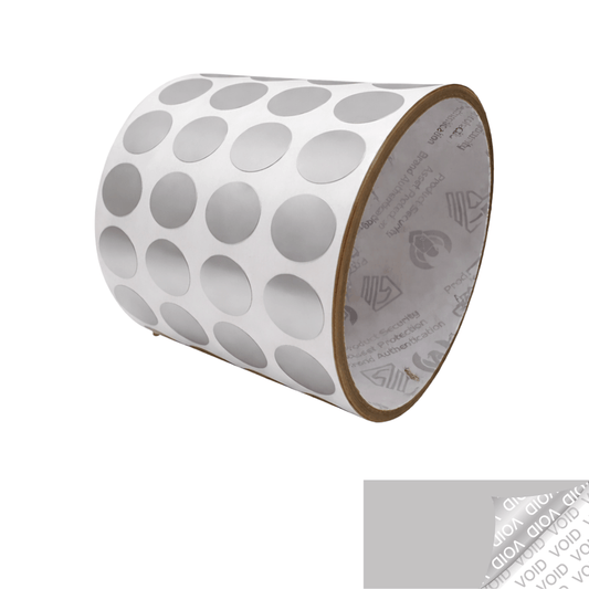 250 TamperVoidPro¬Æ Silver Matte Tamper-Evident Security Labels Seal Sticker, Round/ Circle 0.625" diameter (16mm).
