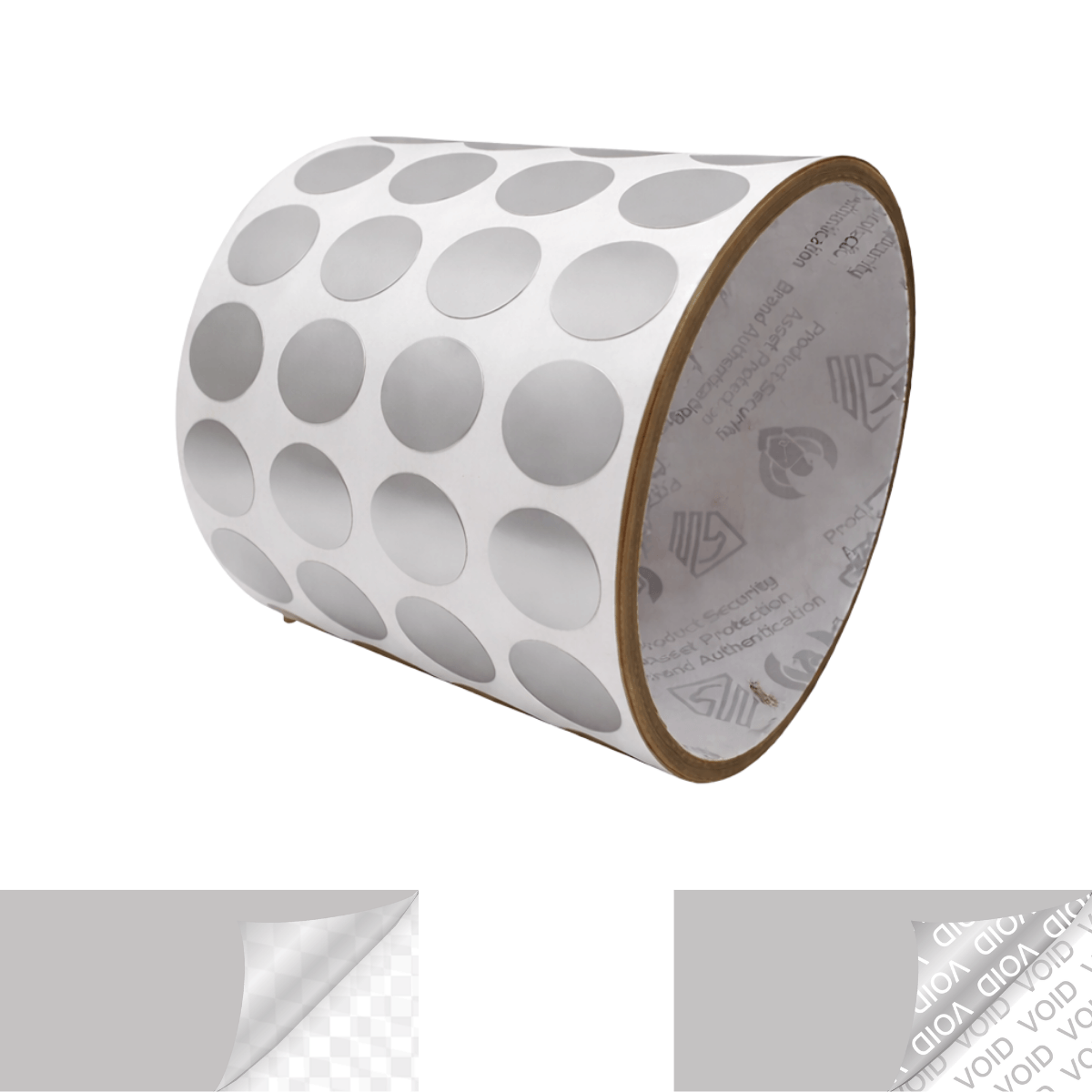 250 TamperVoidPro® Silver Matte Tamper-Evident Security Labels Seal Sticker, Round/ Circle 0.625" diameter (16mm).