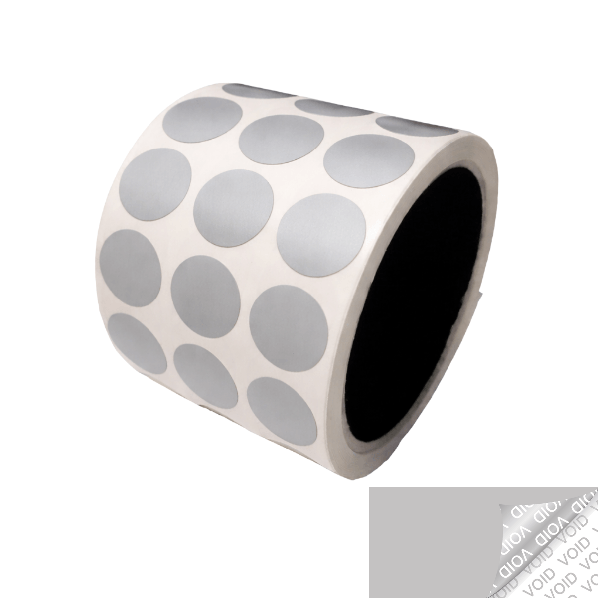 250 TamperVoidPro® Silver Matte Tamper-Evident Security Labels Seal Sticker, Round/ Circle 0.75" diameter (19mm).