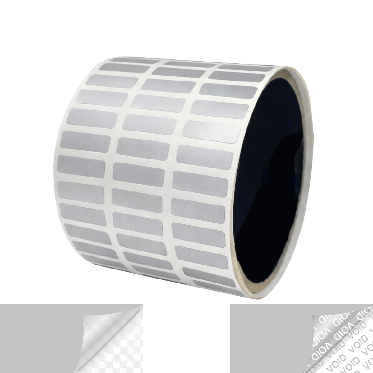 500 TamperVoidPro® Silver Matte Tamper-Evident Security Labels Seal Sticker, Rectangle 0.75" x 0.25" (19mm x 6mm).