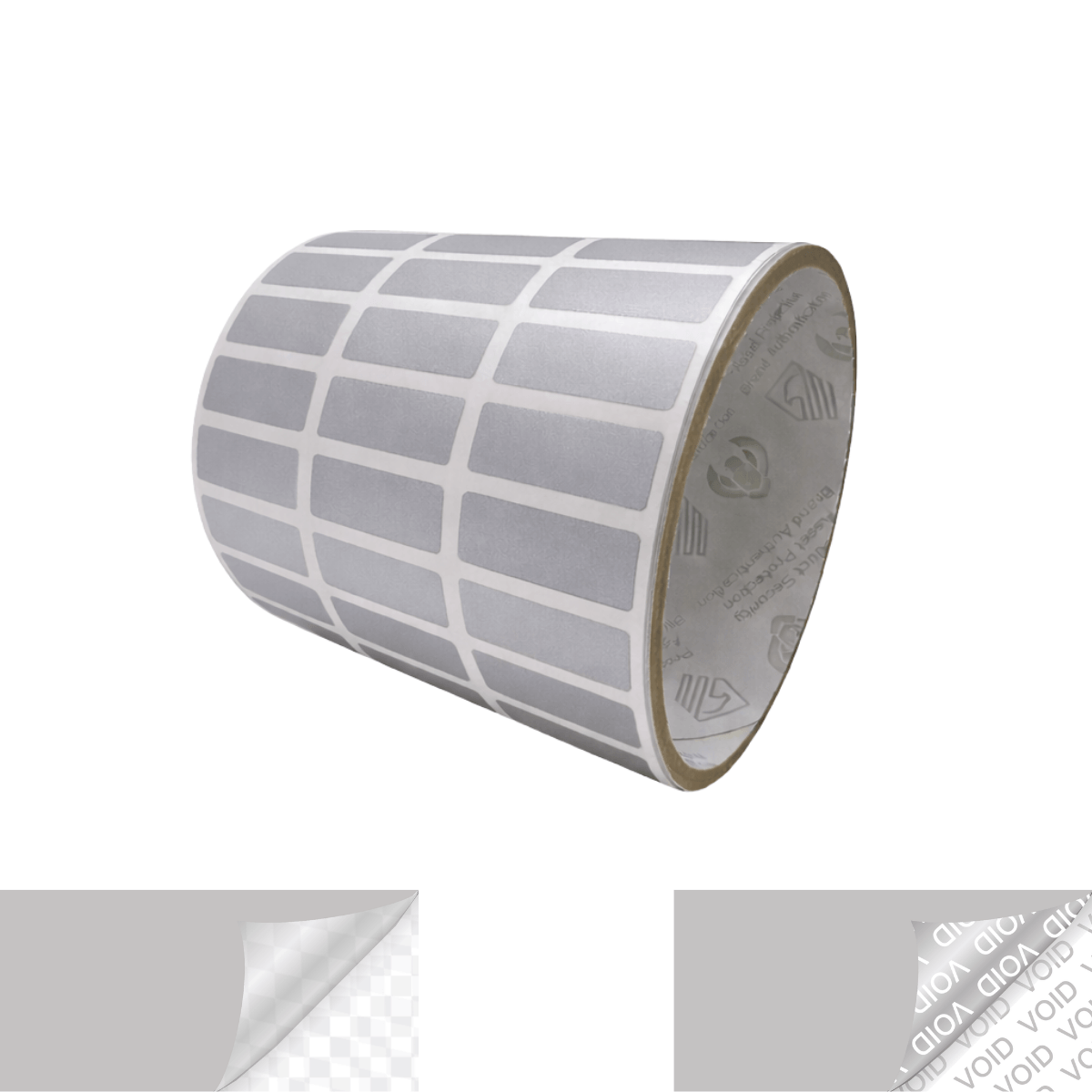250 TamperVoidPro® Silver Matte Tamper-Evident Security Labels Seal Sticker, Rectangle 1" x 0.375" (25mm x 9mm).