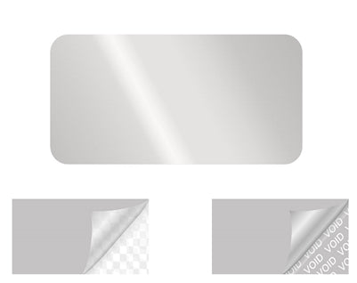 250 TamperVoidPro® Silver Matte Tamper-Evident Security Labels Seal Sticker, Rectangle 0.1" x 0.5" (25mm x 13mm).