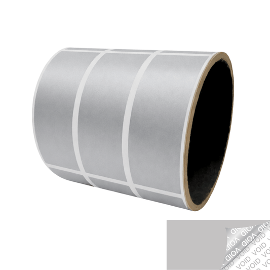 500 TamperVoidPro¬Æ Silver Matte Tamper-Evident Security Labels Seal Sticker, Rectangle 2.75" x 1" (70mm x 25mm).