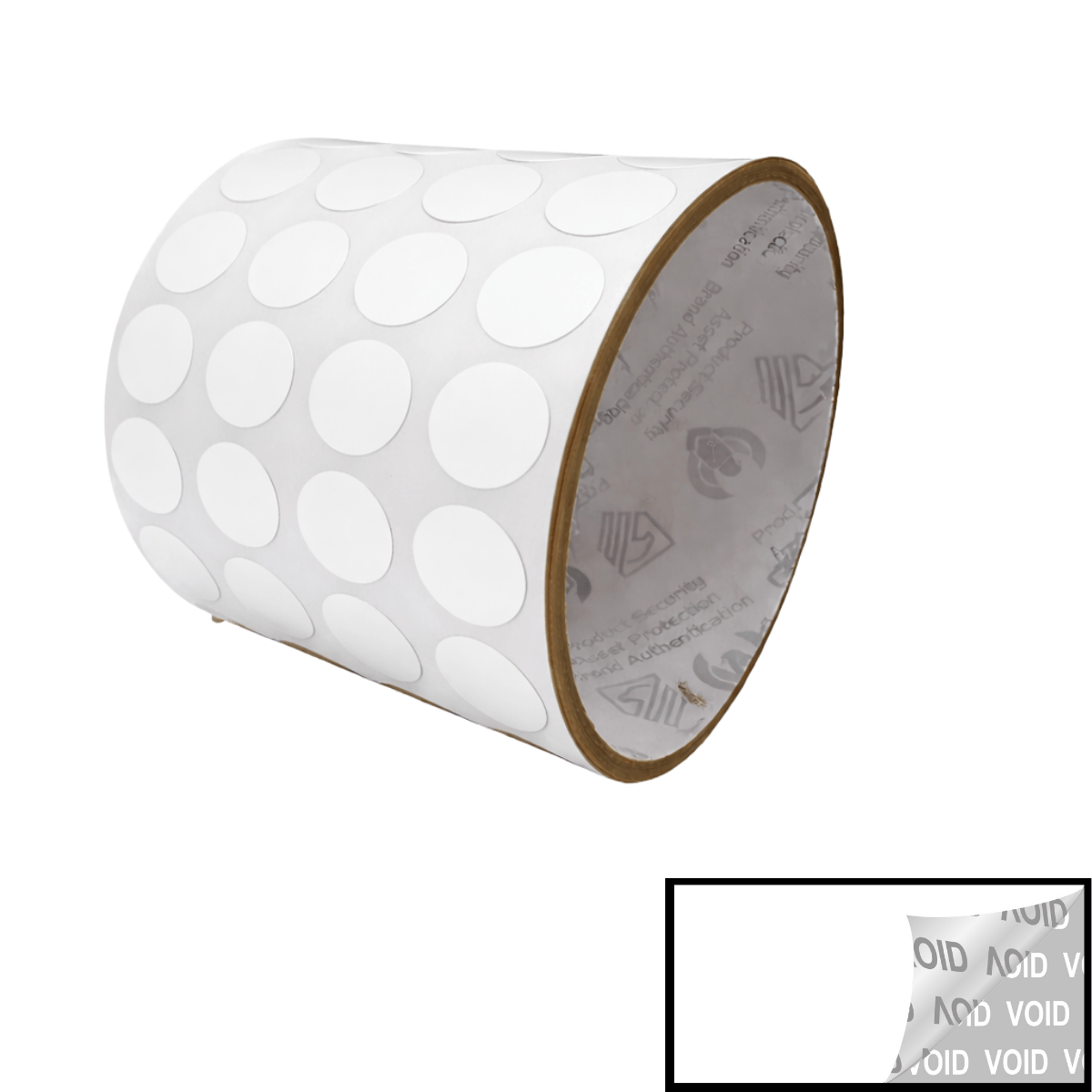 250 TamperVoidPro® White Tamper-Evident Security Labels Seal Sticker, Round/ Circle 0.625" diameter (16mm).
