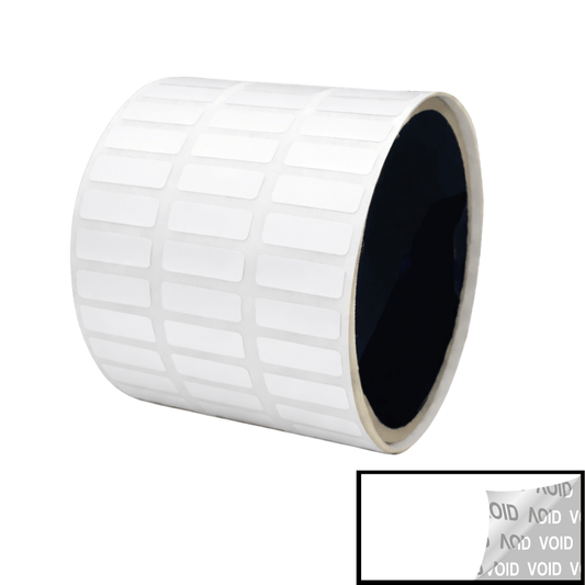 500 TamperVoidPro® White Tamper-Evident Security Labels Seal Sticker, Rectangle 0.75" x 0.25" (19mm x 6mm).